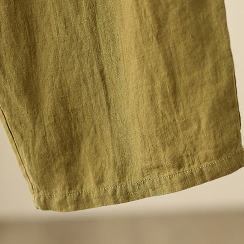 Buddha Stonesカジュアル 無地 シワデザイン ドローストリング 9丈 コットンリネン レディース ワイドレッグパンツ ポケット付き - image 20