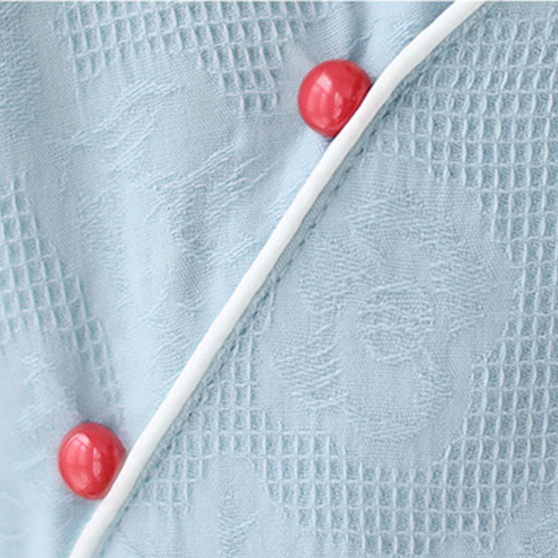 Buddha Stonesの純色半袖ジャカード中国チャイナドレス、ポケット付き - image 13