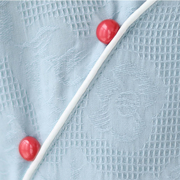 Buddha Stonesの純色半袖ジャカード中国チャイナドレス、ポケット付き - image 13