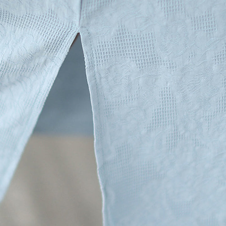 Buddha Stonesの純色半袖ジャカード中国チャイナドレス、ポケット付き - image 16