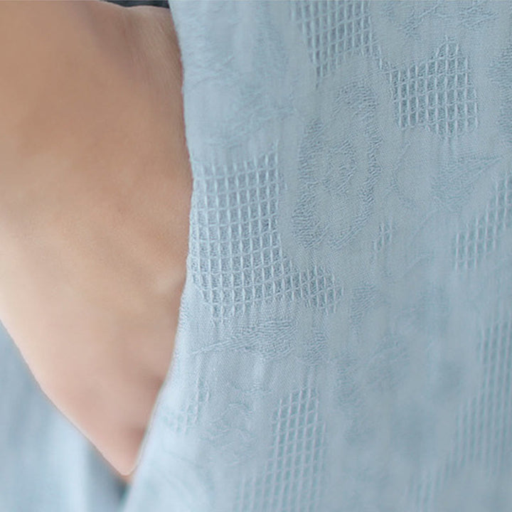 Buddha Stonesの純色半袖ジャカード中国チャイナドレス、ポケット付き - image 15