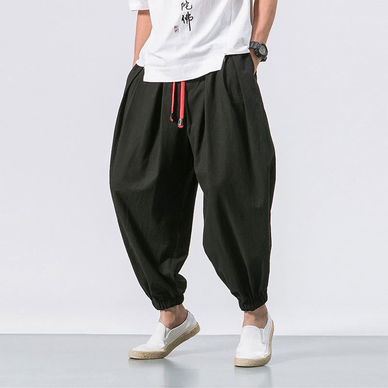 Buddha Stonesカジュアル スポーツ メンズ 無地 コットン ドローストリング パンツ ポケット付き - 黒 - US/UK/AU46、 EU56 (5XL) - image 0