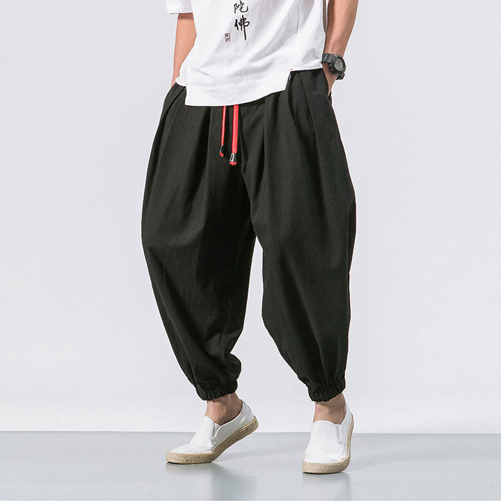 Buddha Stonesカジュアル スポーツ メンズ 無地 コットン ドローストリング パンツ ポケット付き - 黒 - US/UK/AU46、 EU56 (5XL) - image 0