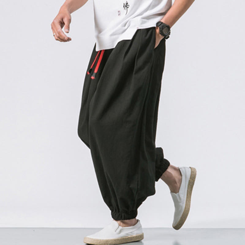 Buddha Stonesカジュアル スポーツ メンズ 無地 コットン ドローストリング パンツ ポケット付き - image 3
