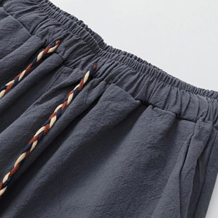 Buddha Stones夏 2点セット 無地 半袖 Tシャツ 7-8丈パンツ コットンリネン タンスーツ メンズ 瞑想用 布セット ポケット付き - image 5