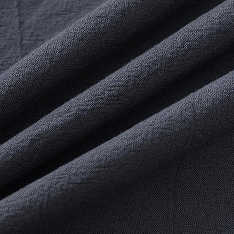 Buddha Stones夏 2点セット 無地 半袖 Tシャツ 7-8丈パンツ コットンリネン タンスーツ メンズ 瞑想用 布セット ポケット付き - image 3