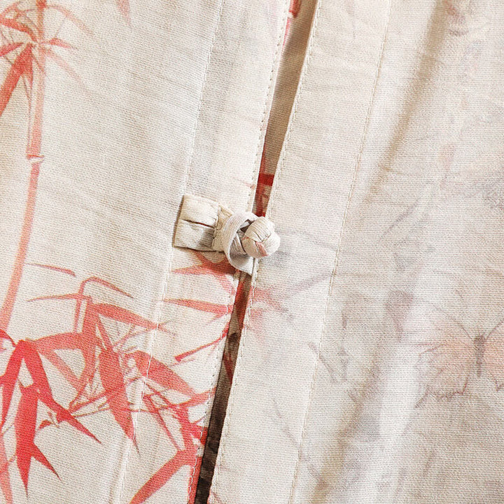 Buddha Stones夏 竹 蝶柄 半袖 カエルボタンデザイン メンズ シャツ ジャケット - image 4