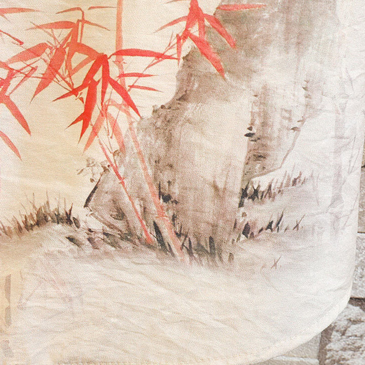 Buddha Stones夏 竹 蝶柄 半袖 カエルボタンデザイン メンズ シャツ ジャケット - image 5