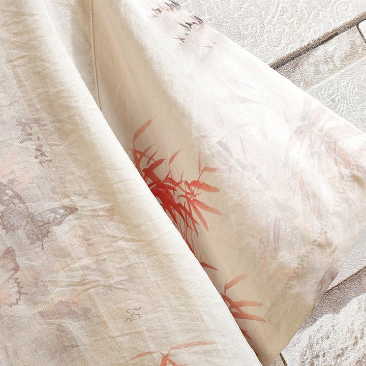 Buddha Stones夏 竹 蝶柄 半袖 カエルボタンデザイン メンズ シャツ ジャケット - image 6