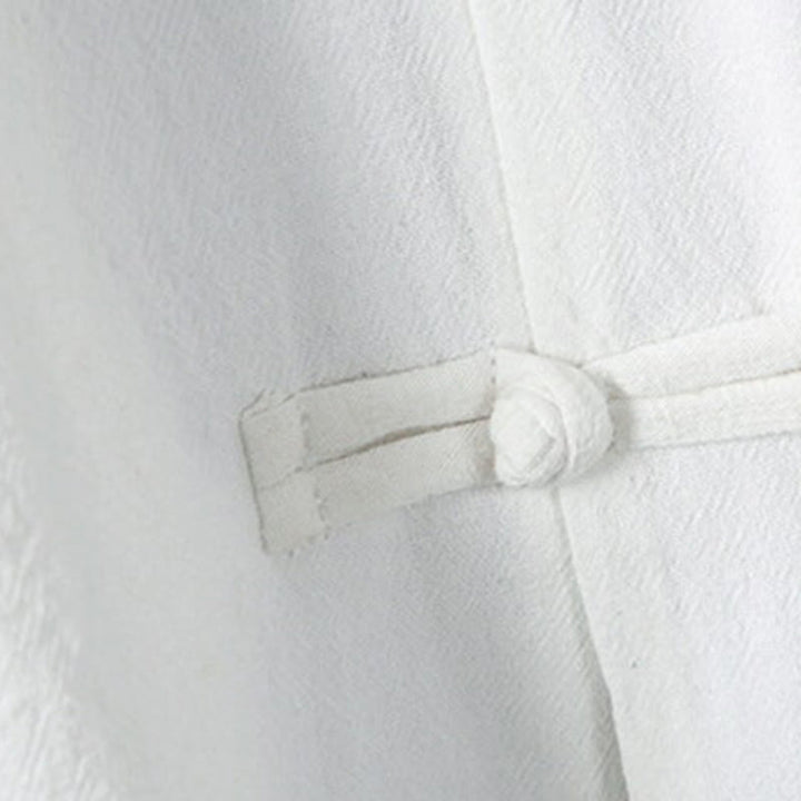 Buddha Stones夏用 カエルボタン パッチワーク 半袖デザイン コットンリネン メンズ シャツジャケット - image 6