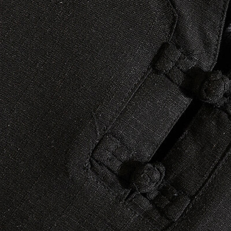 Buddha Stones夏 中国風 カエルボタン メンズ 無地 ボタン 半袖 コットン リネン シャツ - image 4