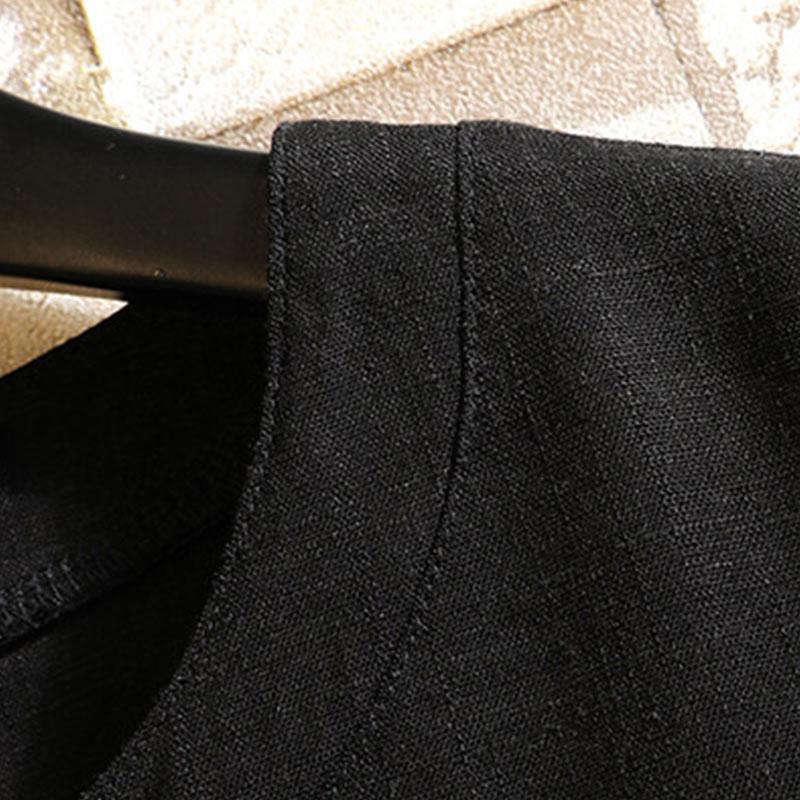 Buddha Stones夏 中国風 カエルボタン メンズ 無地 ボタン 半袖 コットン リネン シャツ - image 3