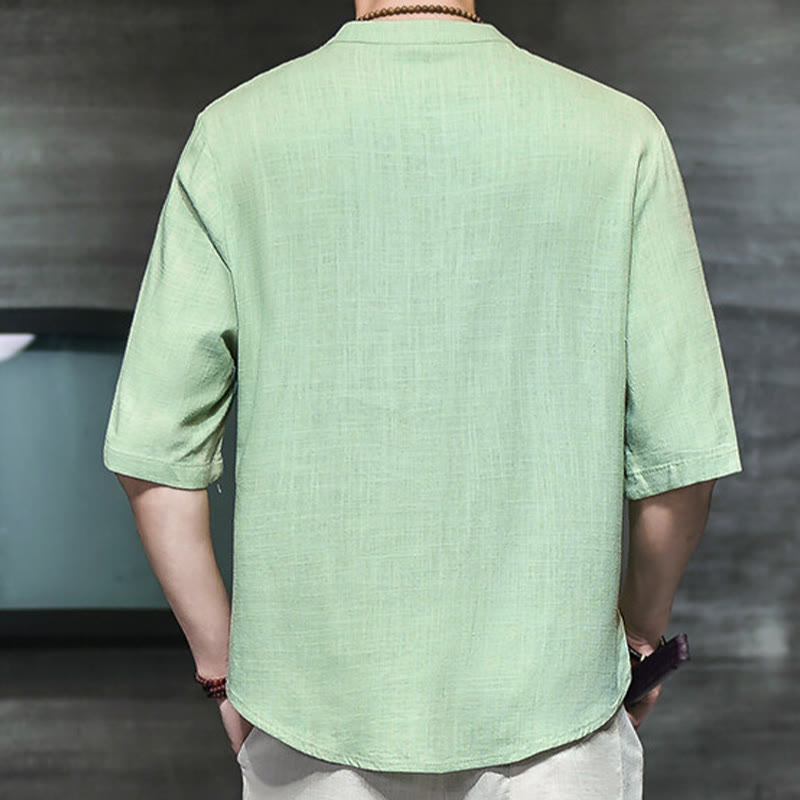 Buddha Stonesカジュアル ヴィンテージ 中国風 カエルボタン メンズ 半袖 コットン リネン Tシャツ - image 14