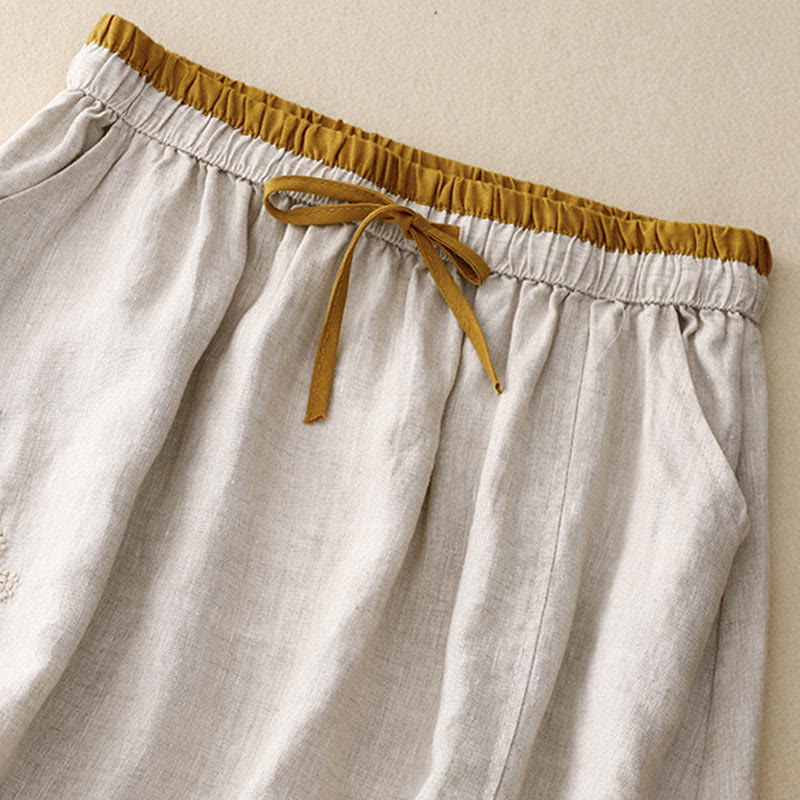 Buddha Stonesヴィンテージ 無地 刺繍 ドローストリング レディース スカート ポケット付き - image 8