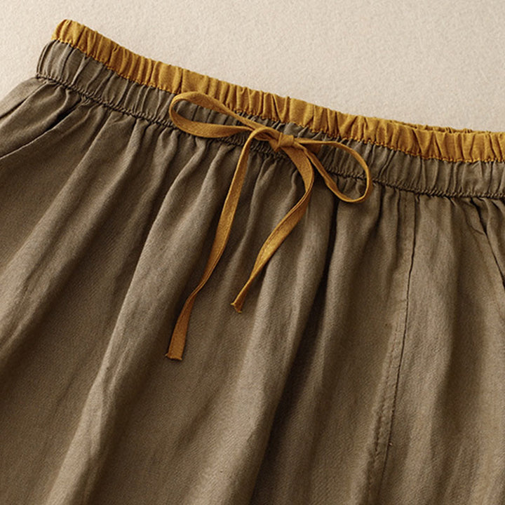 Buddha Stonesヴィンテージ 無地 刺繍 ドローストリング レディース スカート ポケット付き - image 1