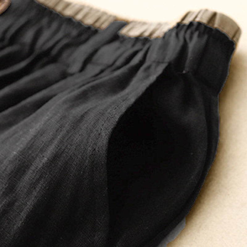 Buddha Stonesヴィンテージ カジュアル 無地 サイドスリット 伸縮性ウエスト コットンリネン レディース スカート ポケット付き - image 11