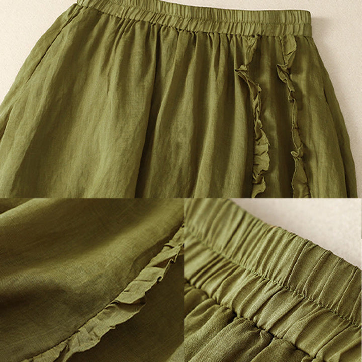 Buddha Stonesサマー 無地 フリルデザイン レディース コットンスカート - image 3