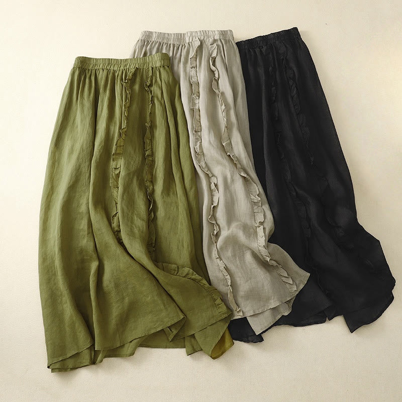 Buddha Stonesサマー 無地 フリルデザイン レディース コットンスカート - image 15