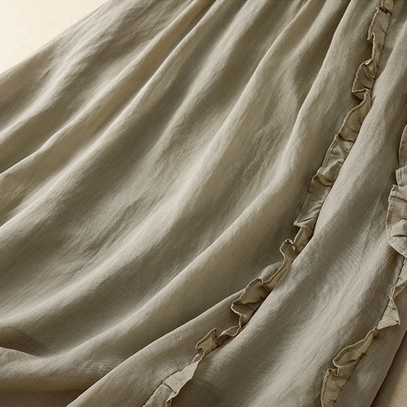 Buddha Stonesサマー 無地 フリルデザイン レディース コットンスカート - image 6