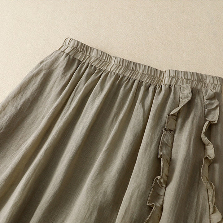 Buddha Stonesサマー 無地 フリルデザイン レディース コットンスカート - image 5