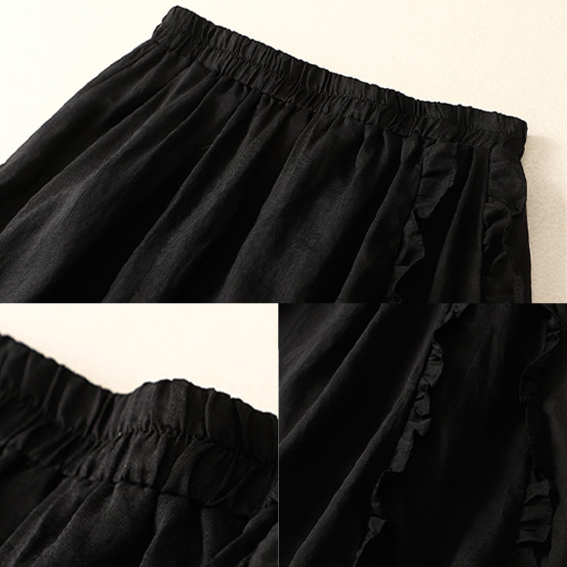 Buddha Stonesサマー 無地 フリルデザイン レディース コットンスカート - image 13