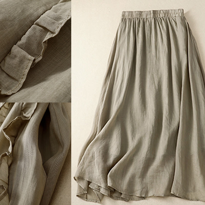 Buddha Stonesサマー 無地 フリルデザイン レディース コットンスカート - image 9