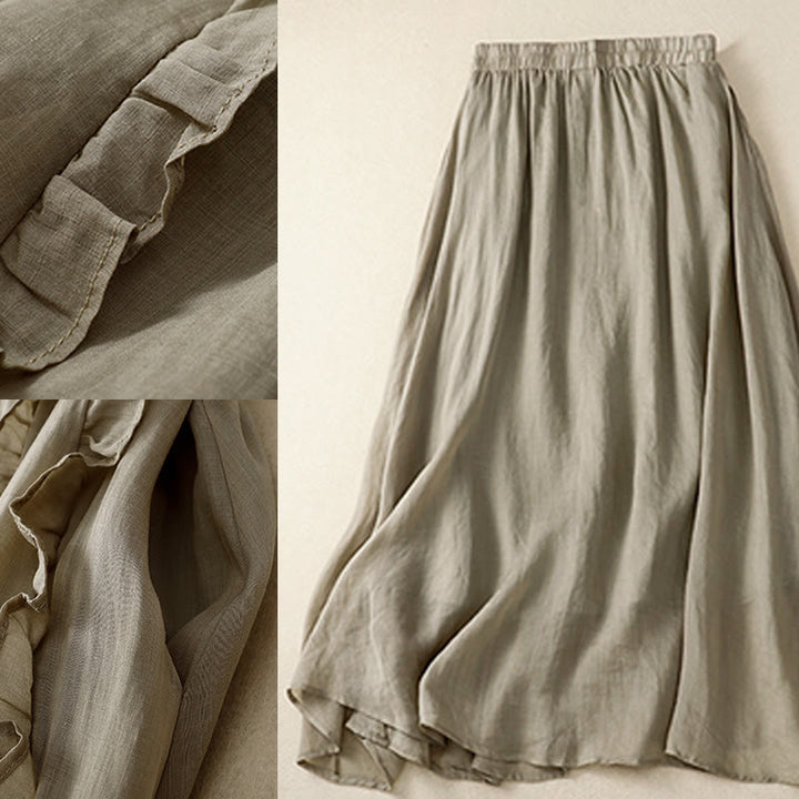 Buddha Stonesサマー 無地 フリルデザイン レディース コットンスカート - image 9