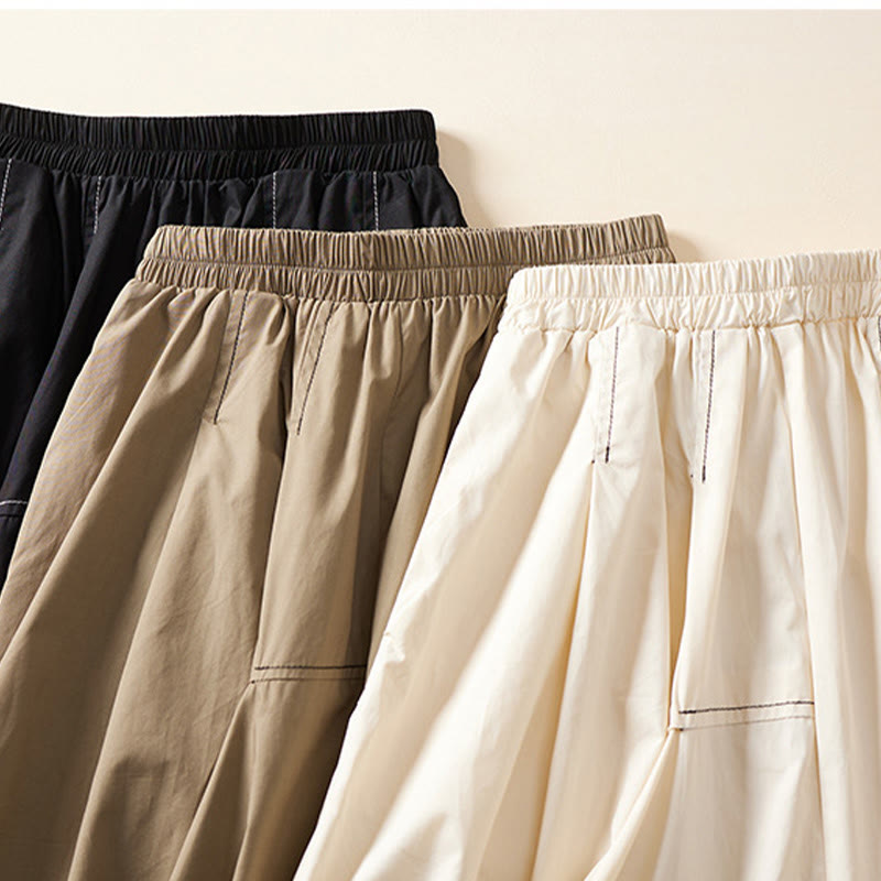 Buddha Stones夏 カジュアル 不規則デザイン レディース コットンスカート ポケット付き - image 11