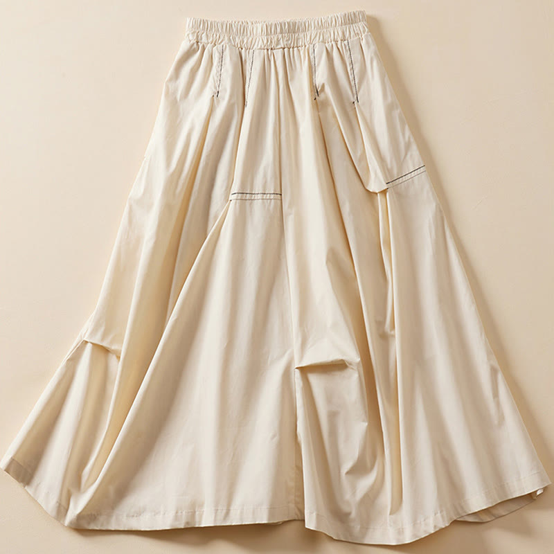 Buddha Stones夏物 カジュアル 不規則デザイン レディーススカート ポケット付き - image 1