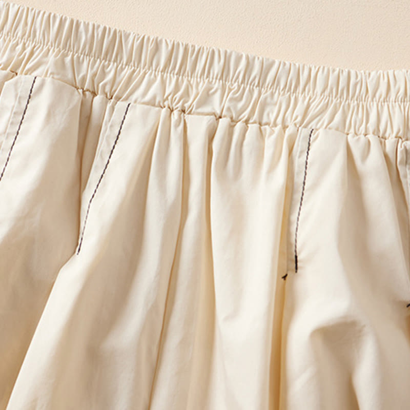 Buddha Stones夏 カジュアル 不規則デザイン レディース コットンスカート ポケット付き - image 2