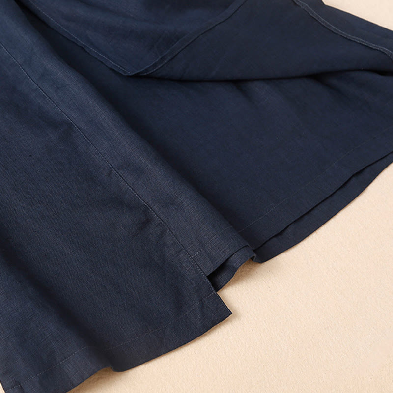 Buddha Stonesヴィンテージ サマー アシンメトリー ハイウエスト レディース コットンリネン スカート ポケット付き - image 7