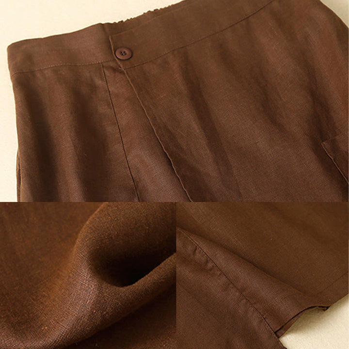 Buddha Stonesヴィンテージ サマー アシンメトリー ハイウエスト レディース コットンリネン スカート ポケット付き - image 2