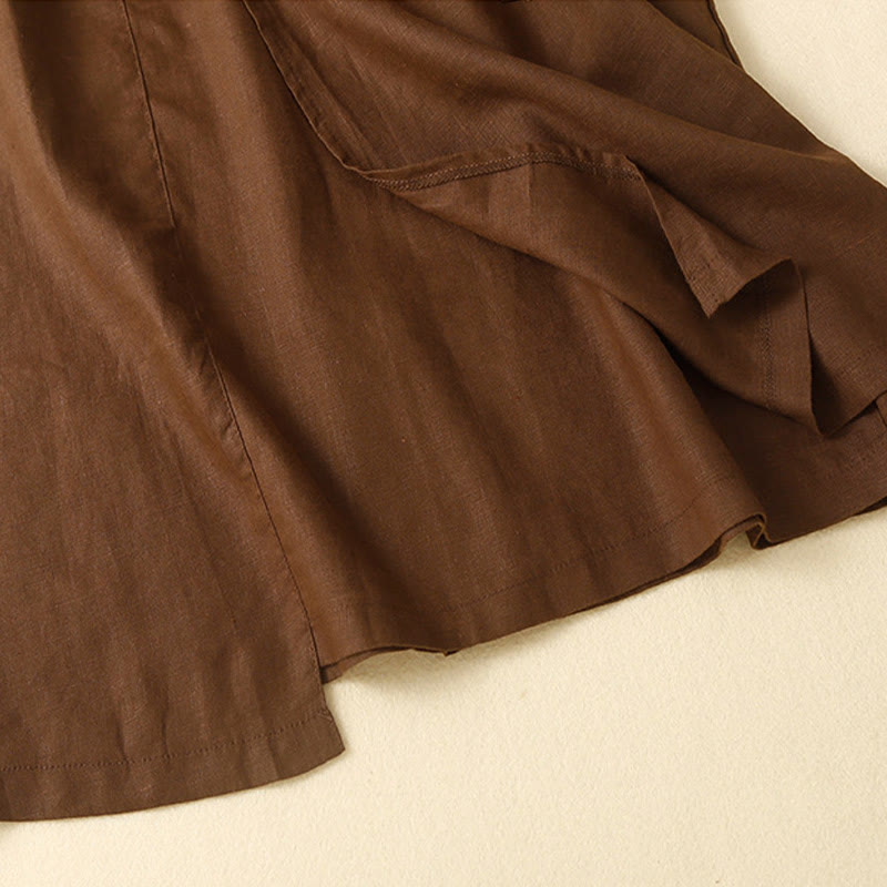 Buddha Stonesヴィンテージ サマー アシンメトリー ハイウエスト レディース コットンリネン スカート ポケット付き - image 1