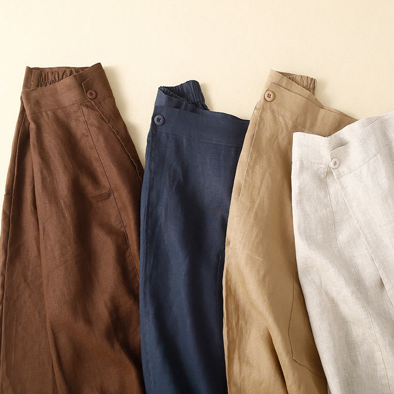 Buddha Stonesヴィンテージ サマー アシンメトリー ハイウエスト レディース コットンリネン スカート ポケット付き - image 18