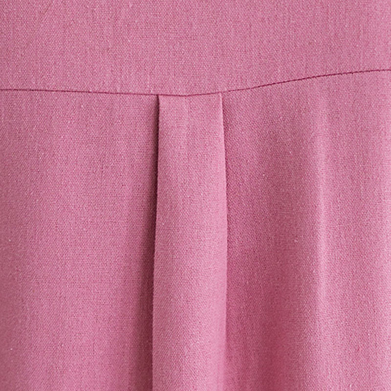 Buddha Stonesカジュアルデイリー ピュアカラー ボタンデザイン 半袖 コットンリネン ミディドレス ポケット付き - image 7