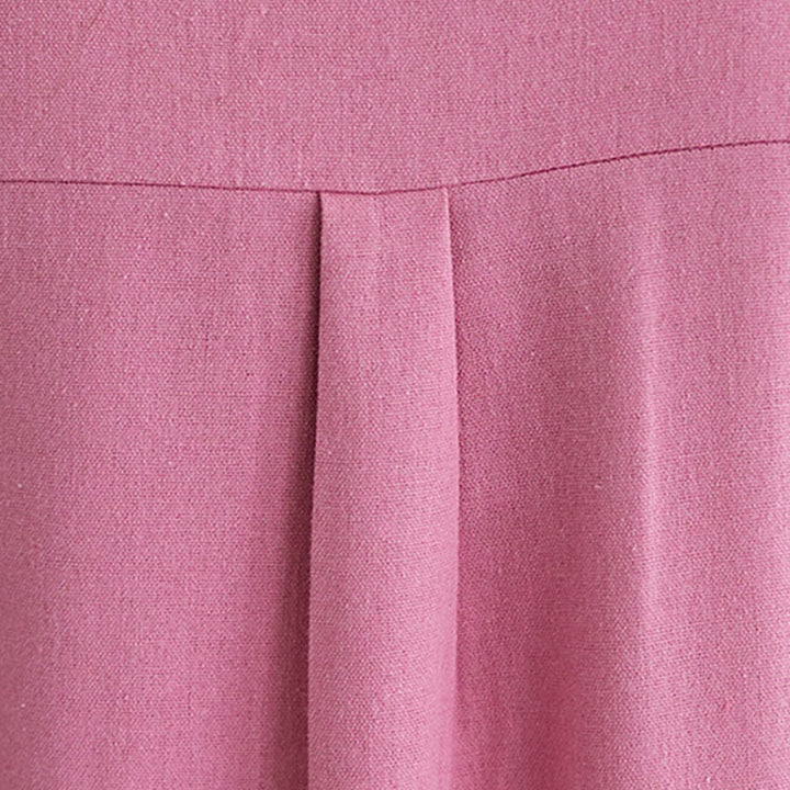 Buddha Stonesカジュアルデイリー ピュアカラー ボタンデザイン 半袖 コットンリネン ミディドレス ポケット付き - image 7