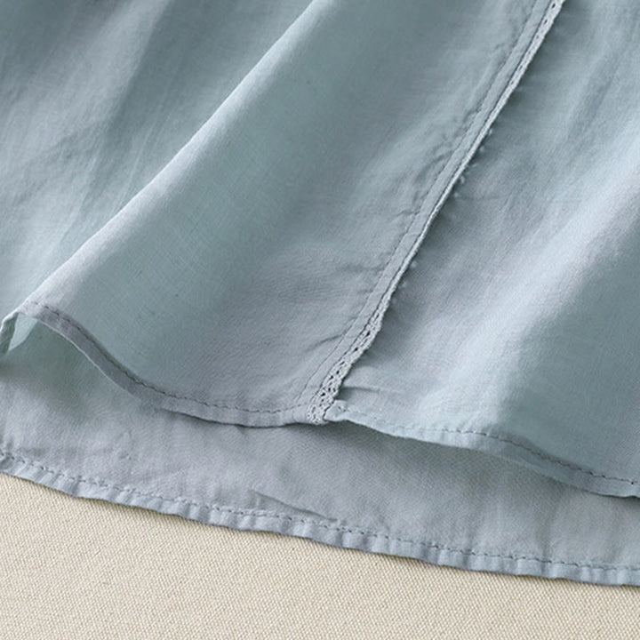 Buddha Stonesカジュアル シューティングスター 刺繍 Vネック 半袖 コットンリネン レディース シャツ - image 23