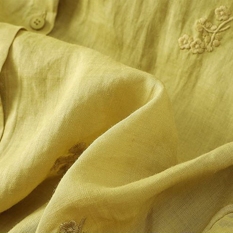 Buddha Stonesカジュアル 刺繍 花 ボタン 七分袖 コットン レディース シャツ - image 6