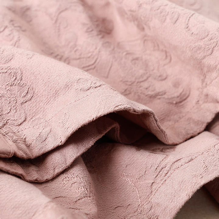 Buddha Stones刺繍の花と草のカエルボタンの長袖コットンレディースシャツ - image 6