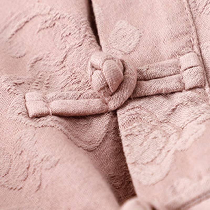 Buddha Stones刺繍の花と草のカエルボタンの長袖コットンレディースシャツ - image 10