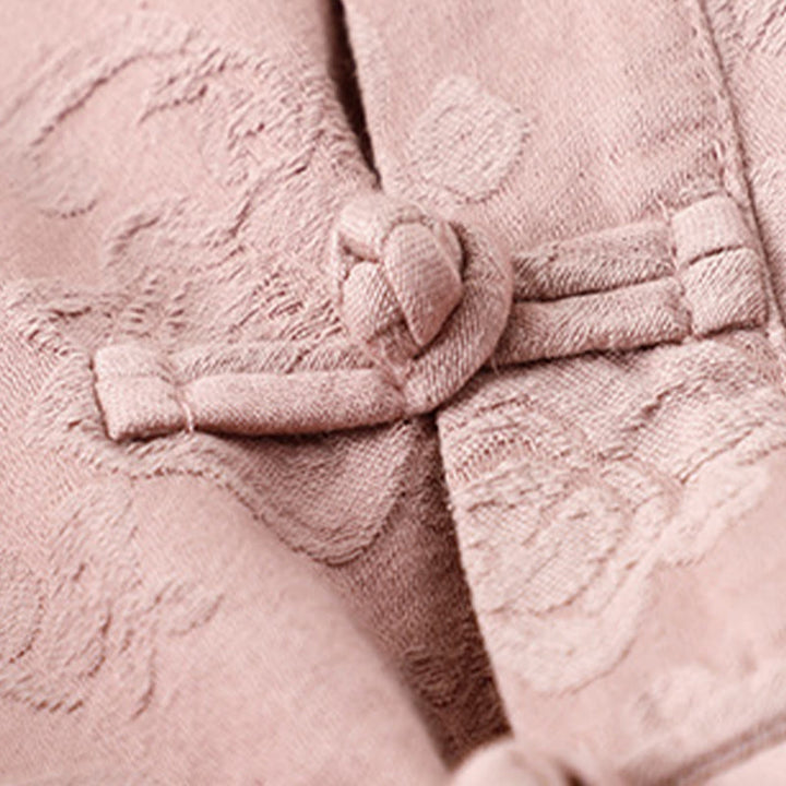 Buddha Stones刺繍の花と草のカエルボタンの長袖コットンレディースシャツ - image 10