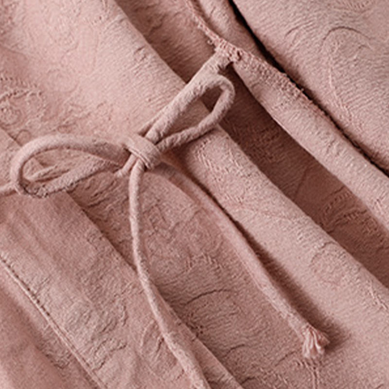 Buddha Stones刺繍の花と草のカエルボタンの長袖コットンレディースシャツ - image 7