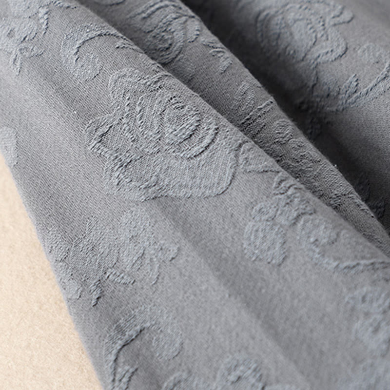 Buddha Stones刺繍の花と草のカエルボタンの長袖コットンレディースシャツ - image 25