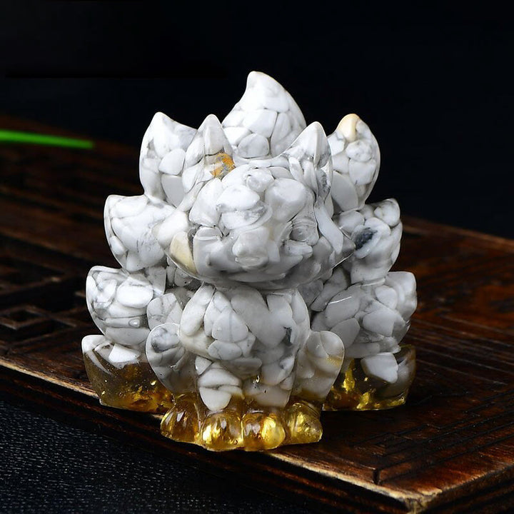 Buddha Stones天然石各種 クリスタル ストロベリークォーツ アメジスト 九尾の狐 守護 家の装飾 - ホワイトターコイズ 5.5×4.5×5.5cm - image 15