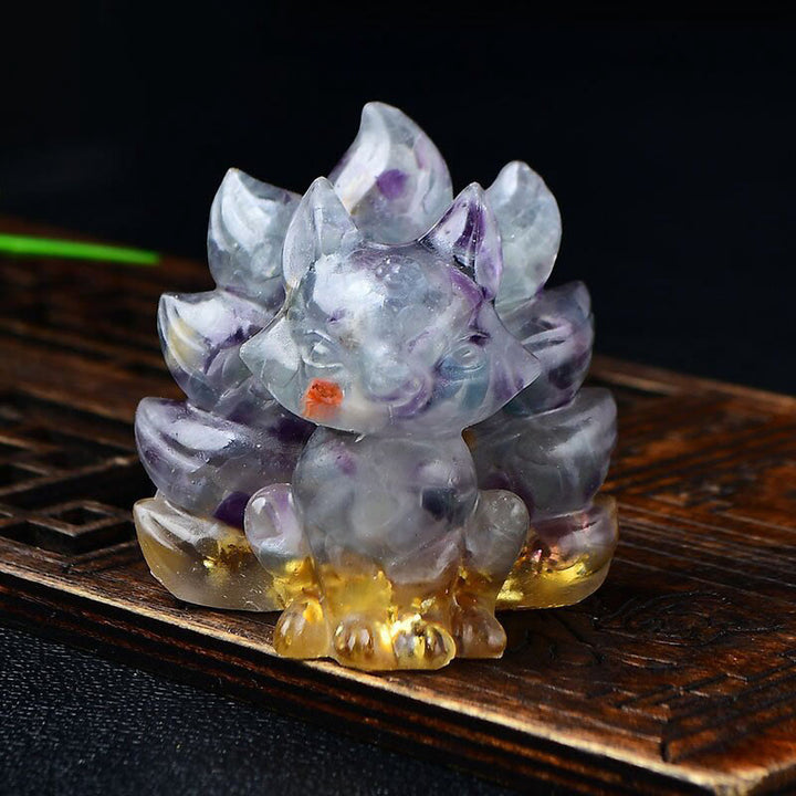Buddha Stones天然石各種 クリスタル ストロベリークォーツ アメジスト 九尾の狐 守護 家の装飾