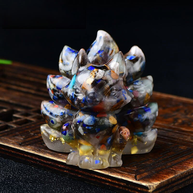 Buddha Stones天然石各種 クリスタル ストロベリークォーツ アメジスト 九尾の狐 守護 家の装飾 - カラフルな石 5.5×4.5×5.5cm - image 22