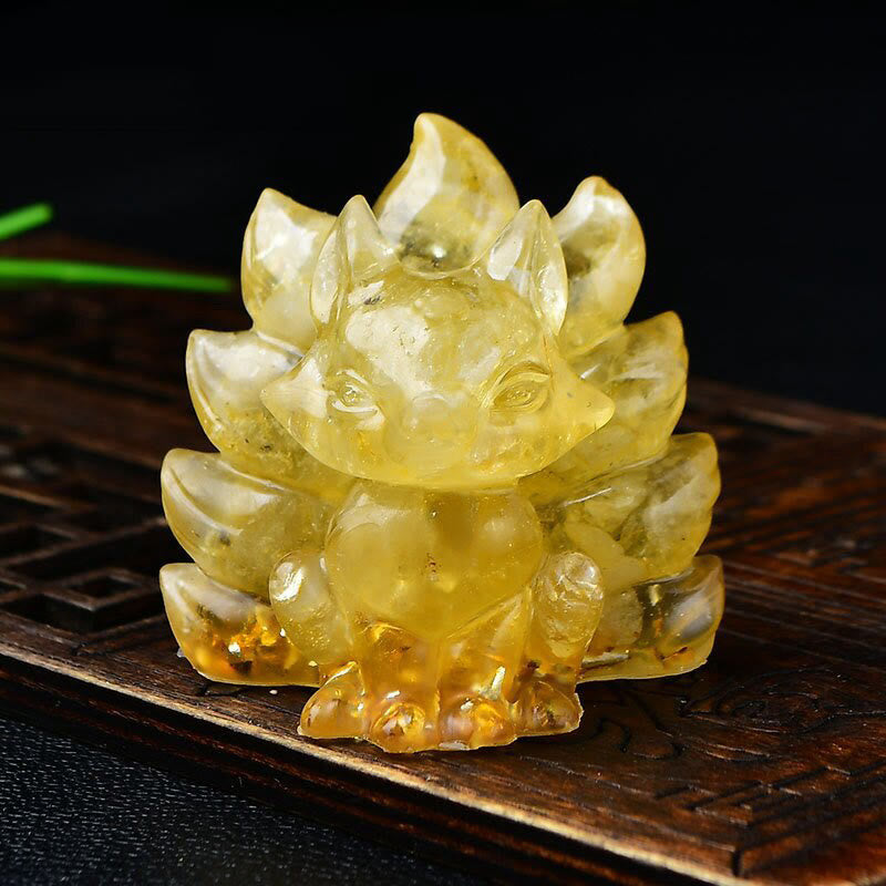 Buddha Stones天然石各種 クリスタル ストロベリークォーツ アメジスト 九尾の狐 守護 家の装飾