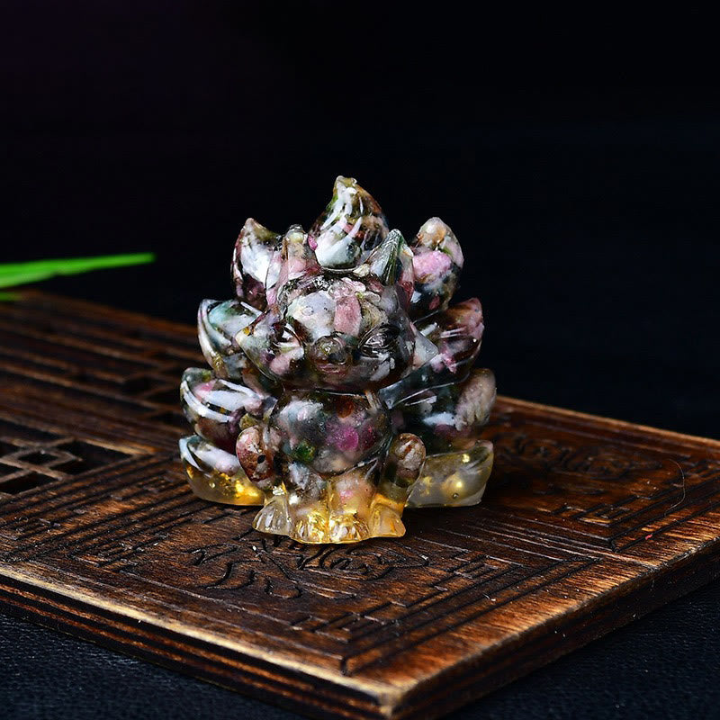 Buddha Stones天然石各種 クリスタル ストロベリークォーツ アメジスト 九尾の狐 守護 家の装飾 - トルマリン 5.5×4.5×5.5cm - image 47
