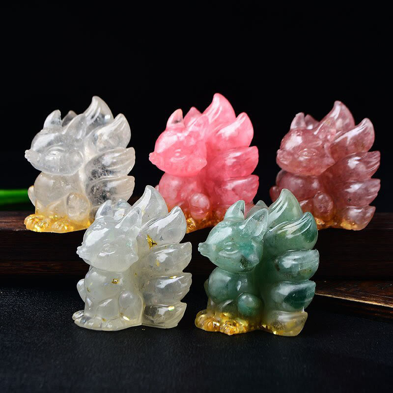 Buddha Stones天然石各種 クリスタル ストロベリークォーツ アメジスト 九尾の狐 守護 家の装飾 - image 55