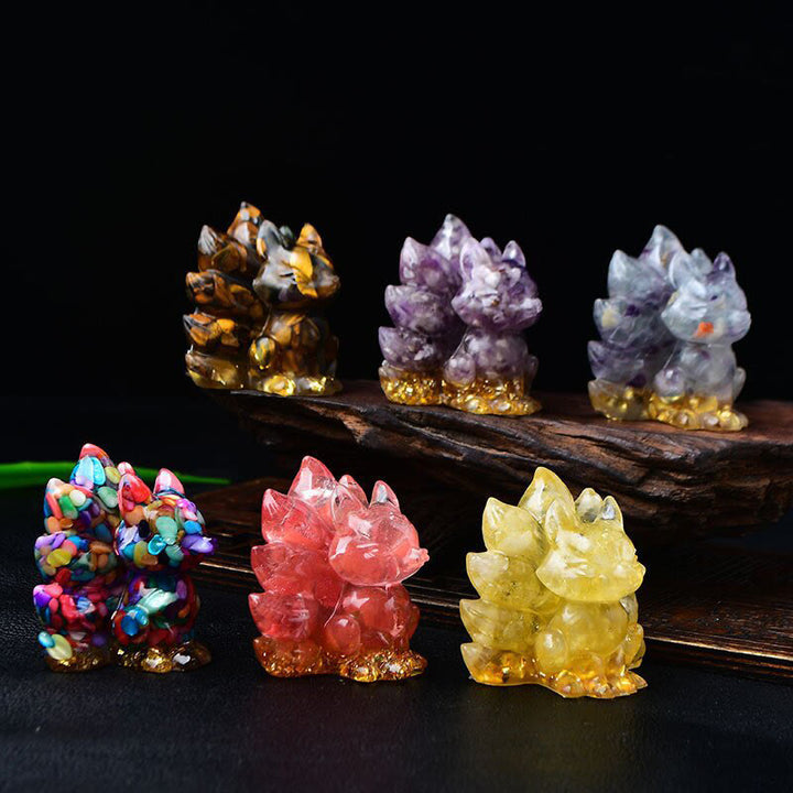 Buddha Stones天然石各種 クリスタル ストロベリークォーツ アメジスト 九尾の狐 守護 家の装飾 - image 54